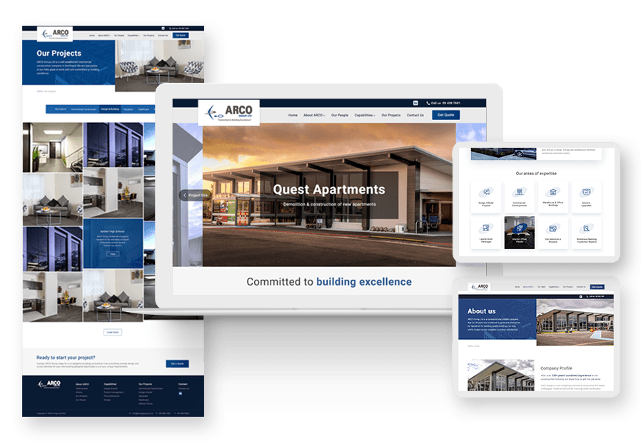 Candervilly created the website for construction company ARCO to present their services